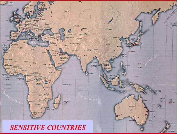 DOE Sensitive countries map