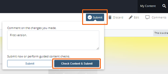 submitt button for content page