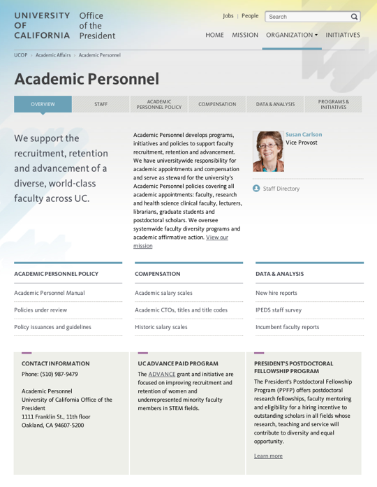 Example of landing page 02: Academic Personnel landing page
