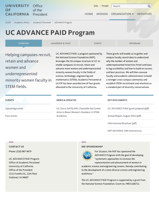 Program landing page example: ADVANCE PAID program