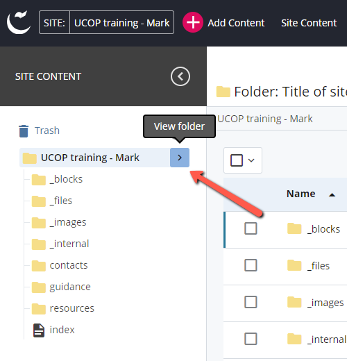 Right click folder and select View