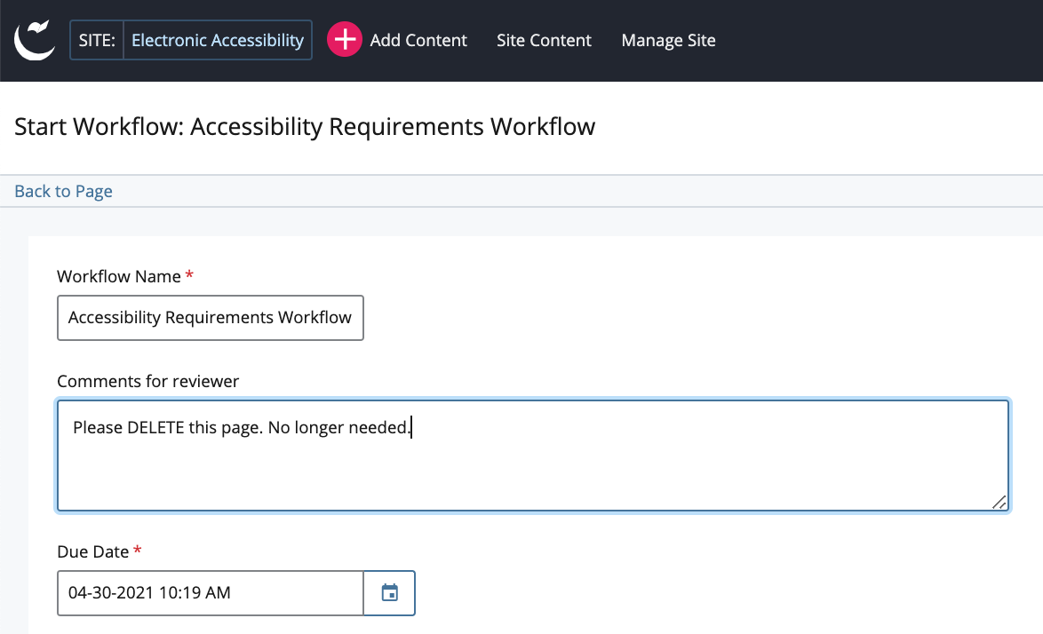 Comment for DELETE in workflow comments