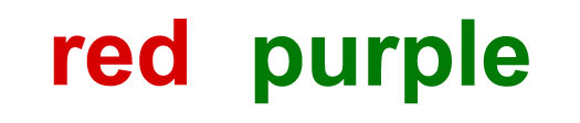 the word red displayed in a red font followed by the word purple displayed in a green font