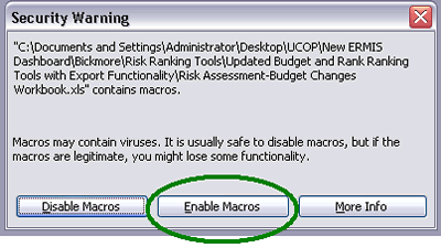 security warning with enable macros button