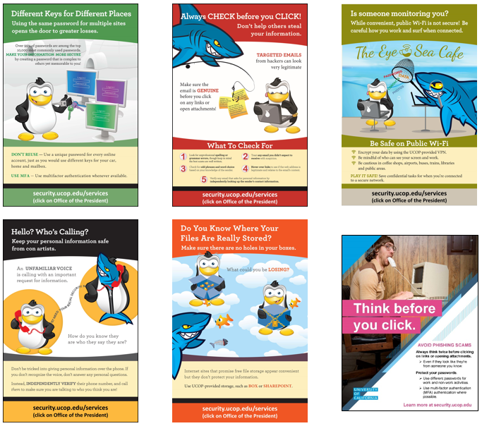 Thumbnail images of the 5 UCOP cybersecurity posters