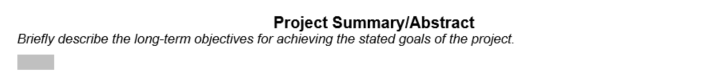 Screenshot displaying the layout of the Project Summary/Abstract section in Exhibit A of the California Model Agreement